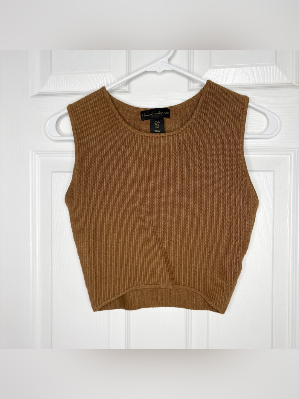 House of Harlow 1960 Ribbed Cropped Tank Top - Brown